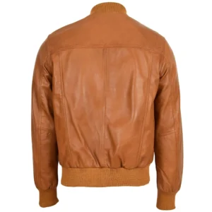 Back view of Men's Leather MA-1 Bomber Jacket Ryan Tan