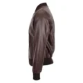 Angled view of Men's Slim Fit MA1 Leather Bomber Jacket Ryan Brown