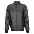 Front view of Mens Real Leather Bomber Jacket Raglan Shoulder Francis Black