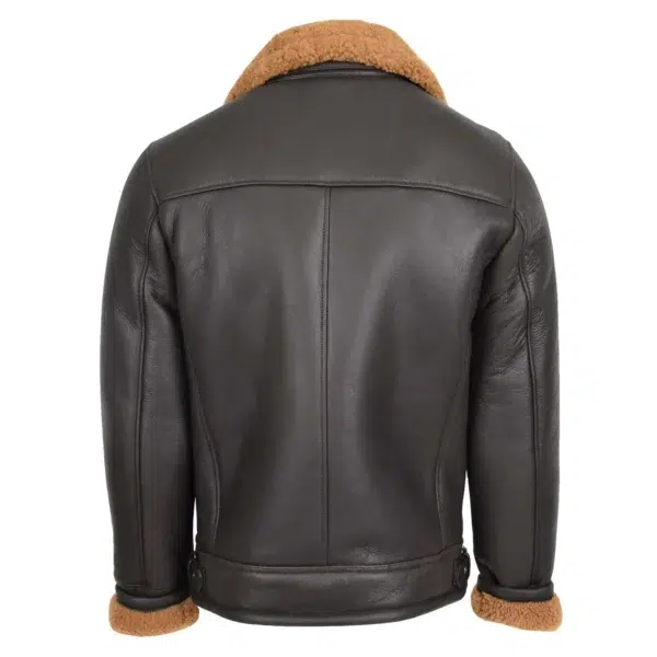 Rear view of Men's Cross Zip Aviator Pilot Jacket Blen Brown Ginger