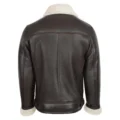 Rear view of Men's Cross Zip Aviator Pilot Jacket Blen Brown White