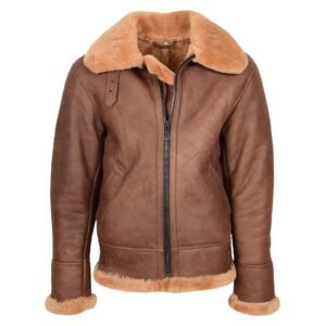 Mens Vintage Sheepskin Aviator B3 Jacket Felix Tan