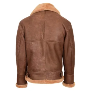 Back view of Men's Vintage Sheepskin Aviator B3 Jacket Felix Tan