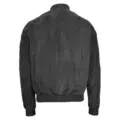 Back view of Men's Suede Bomber Varsity Jacket Trevor Black