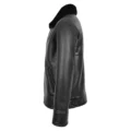 Angled view of Men's Top Gun Style Sheepskin Jacket Oscar Black