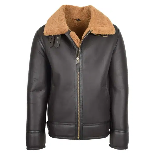 Mens Top Gun Style Sheepskin Jacket Oscar Brown Ginger