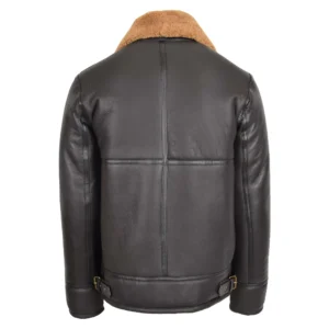 Back view of Men's Top Gun Style Sheepskin Jacket Oscar Brown Ginger