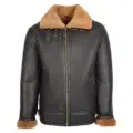 Front view of Men's Top Gun Style Sheepskin Jacket Oscar Brown Ginger