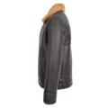 Angled view of Men's Top Gun Style Sheepskin Jacket Oscar Brown Ginger