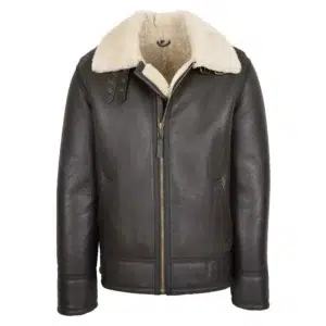 Mens Top Gun Style Sheepskin Jacket Oscar Brown White