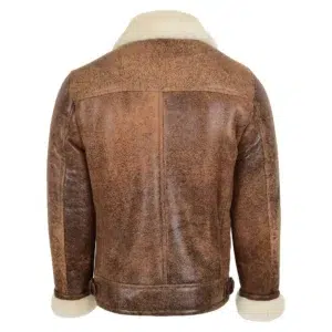 Back view of Mens Aviator Sheepskin Pilot Jacket Blen Vintage Brown