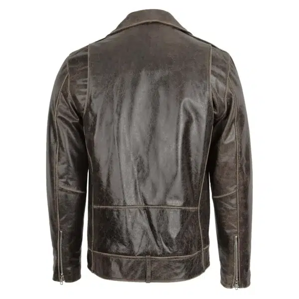 Men's Leather Biker Brando Design Jacket Neil Brown rear side