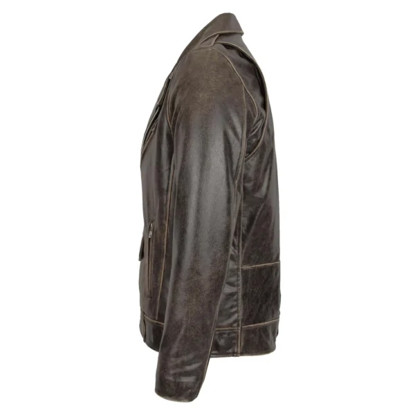 Men's Leather Biker Brando Design Jacket Neil Brown lateral view