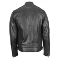 Men's Leather Cafe Racer Biker Jacket Ron Black rear view