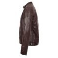 Men's Leather Cafe Racer Biker Jacket Ron Brown lateral side