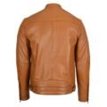 Men's Leather Cafe Racer Biker Jacket Ron Tan rear side