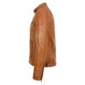 Men's Leather Cafe Racer Biker Jacket Ron Tan lateral side