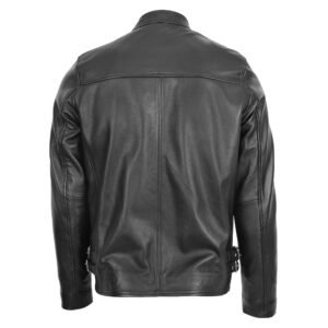 Men's Leather Cafe Racer Casual Biker Jacket Gerard Black rear side