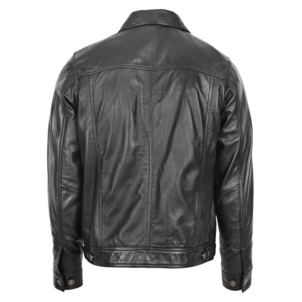 Men's Leather Lee Rider Casual Jacket Terry Black rear view