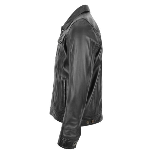 Men's Leather Lee Rider Casual Jacket Terry Black lateral view