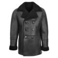 Mens Double Breasted Sheepskin Jacket Theo Black