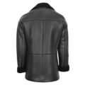 Back view of Men's Double Breasted Sheepskin Jacket Theo Black