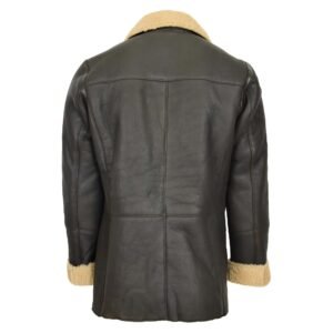 Back view of Men’s Double Breasted Sheepskin Jacket Theo Brown