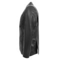 Angled view of Men's Leather Blazer Two Button Jacket Zavi Black