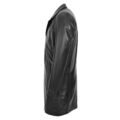 Angled view of Men's Leather 3/4 Length Classic Coat Jimmy Black