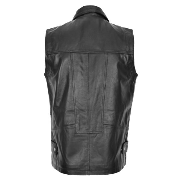 Back view of Multi Purpose Men's Leather Gilet Roger Black