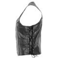 Angled view of Men's Real Leather Gilet with Side Tassel Feature Jax Black