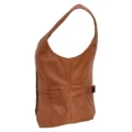 Angled view of Women's Leather Classic Buttoned Waistcoat Rita Tan