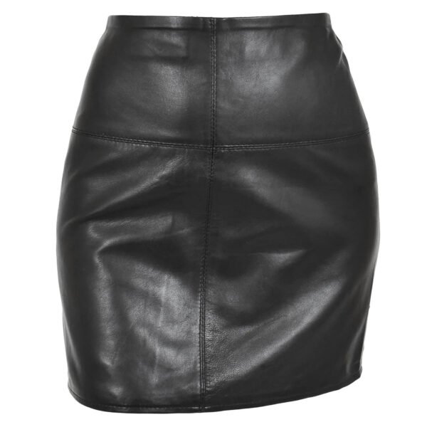 Ladies Leather 16inch Mini Length Pencil Skirt SKT5 Black