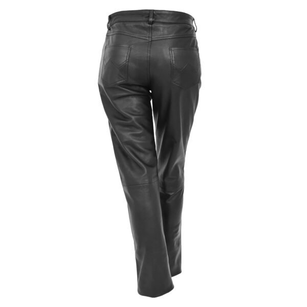 Back view of Ladies Leather Slim Fit Trousers Black