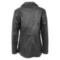 Back view of Women's Classic Three Button Leather Blazer Janet Black