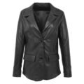 Womens Leather Semi Fit Two Button Blazer Shirley Black