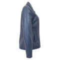 Angled view of Women's Classic Zip Fastening Leather Jacket Julia Blue