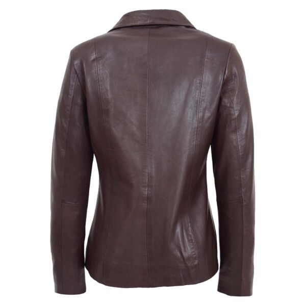 Back view of Women's Classic Zip Fastening Leather Jacket Julia Brown