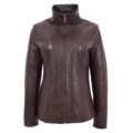 Women's Classic Zip Fastening Leather Jacket Julia Brown