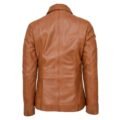 Back view of Women's Classic Zip Fastening Leather Jacket Julia Tan