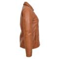 Angled view of Women's Classic Zip Fastening Leather Jacket Julia Tan