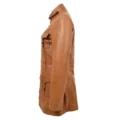 Angled view of Women's Leather Dual Zip Fastening Jacket Kendall Tan