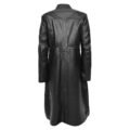 Back view of Women's Real Full Length Leather Long Coat Leila Black