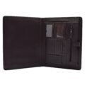 Ebury Brown leather zippered portfolio case with a sleek and smooth finish, designed for storing documents or a tablet securely