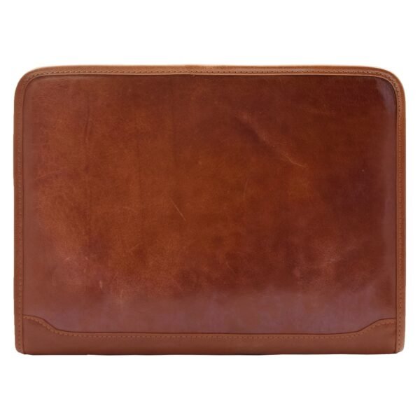 Real Leather Portfolio Ring Binder Case Muker Cognac