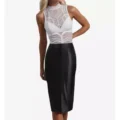 Black High-Waist Real Leather Pencil Skirt for Women