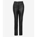 High Waist Straight-Leg Women’s Leather Trousers in Black