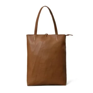 Front view of Café Chic Women’s Leather Tote Bag Brown Brand New