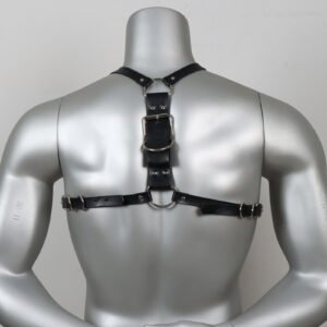 Chest harness BDSM Men’s Leather harness Jim Black back view