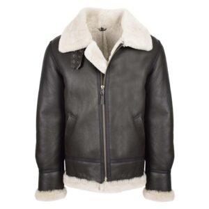 Men’s Classic B3 Original Sheepskin Jacket Brown White